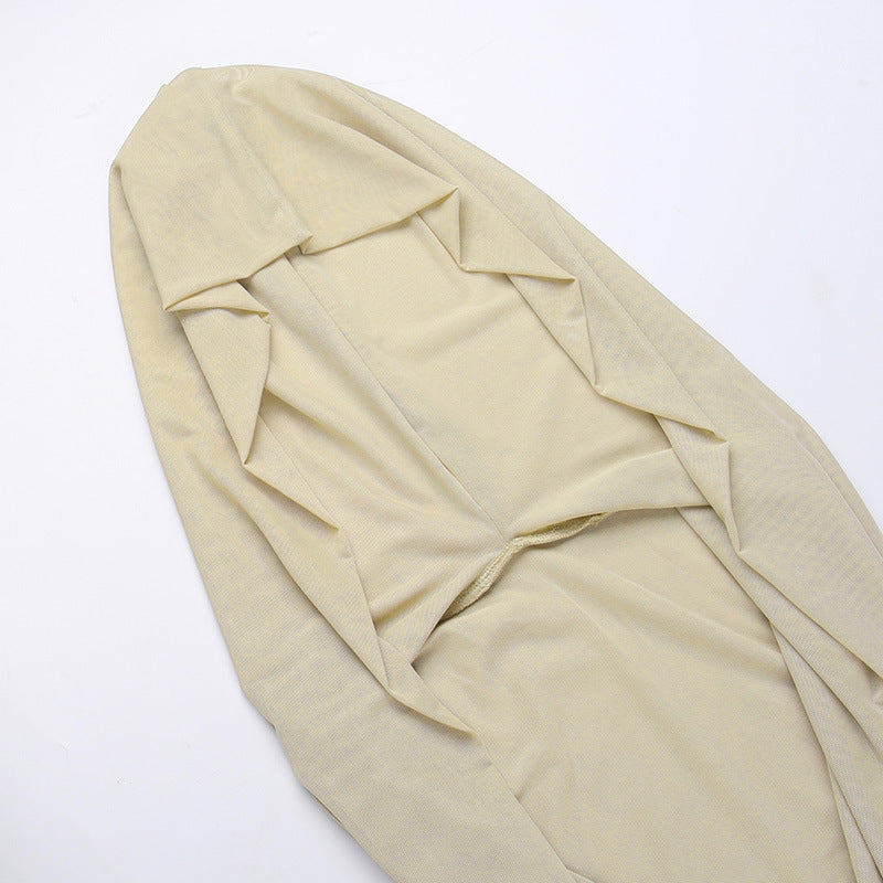Dune Waste Soil Balaclava Design Solid Color Dress Retro Sexy Slim Fit Slit - Bellarte Enchanté Dune Waste Soil Balaclava Design Solid Color Dress Retro Sexy Slim Fit Slit